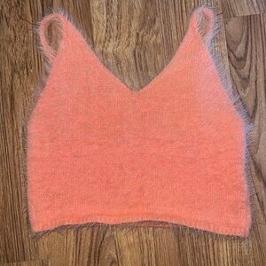 Kimchi Blue Y2K coral fuzzy, faux fur crop top! Size medium.